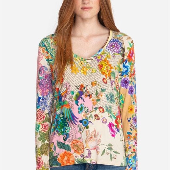 Johnny Was Light Dreamer Favorite Long Sleeve Tee Szs M & L - Picture 2 of 5